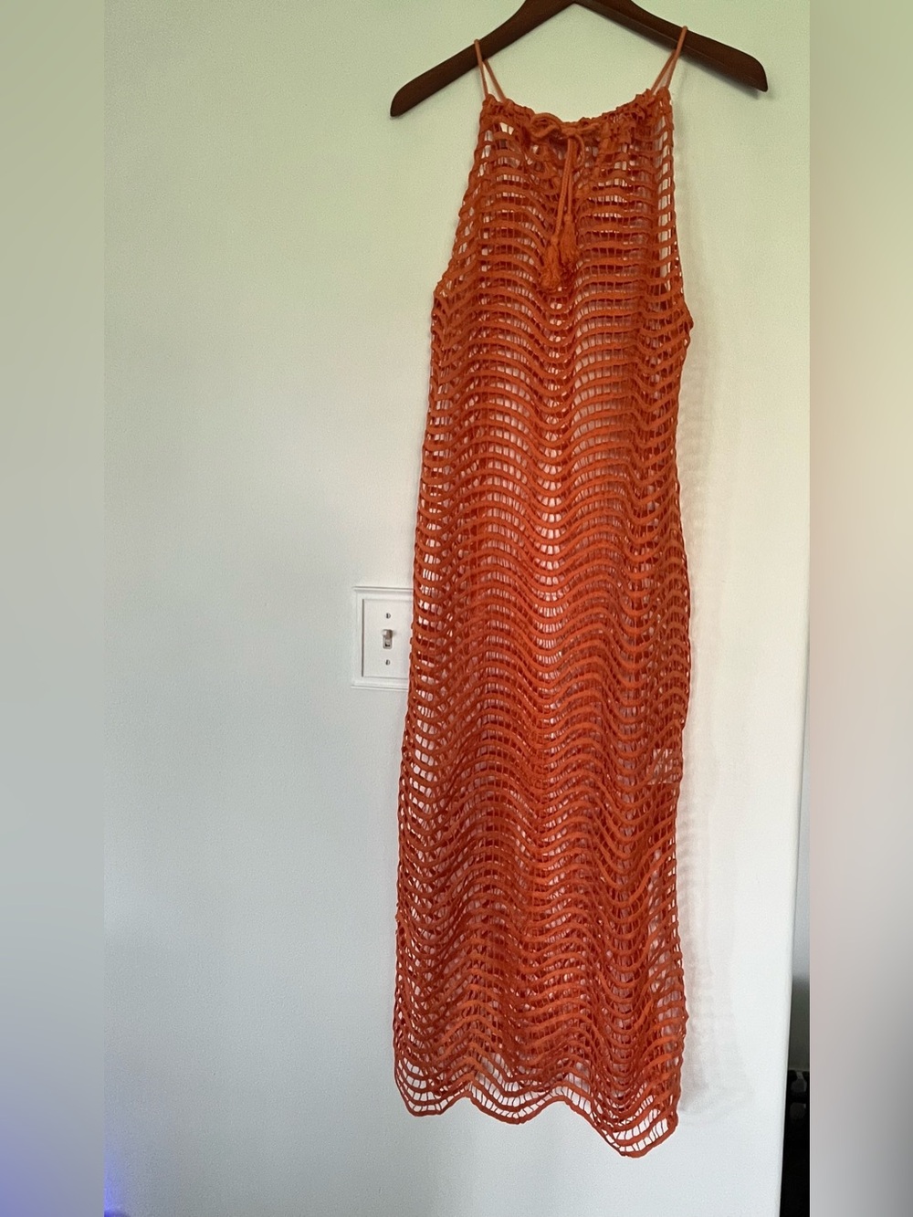 Adiva Orange Crochet Cover-Up Dress Size Large